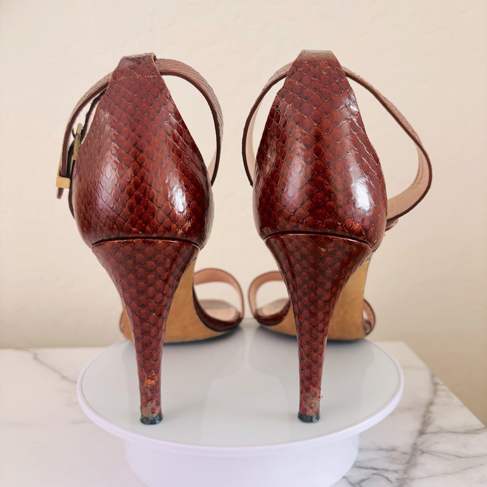 Authentic Celine Embossed Python Brown / Burgandy… - image 7